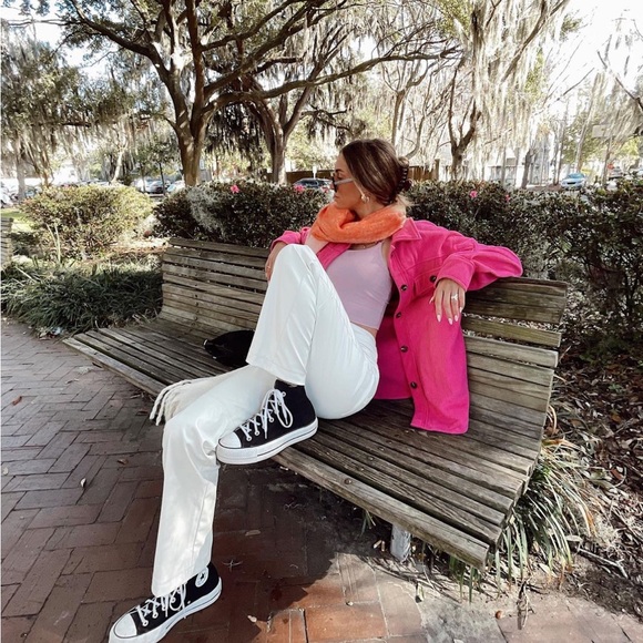 ❌SOLD❌ Gold Hinge | Magenta Boyfriend Shacket - Picture 6 of 8